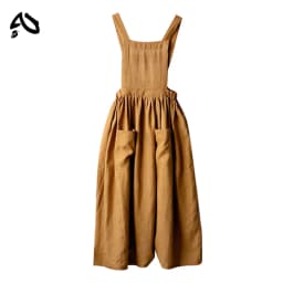 Vintage Cotton Linen Woman Dress Square Collar Back Cross French Style Medieval Dress