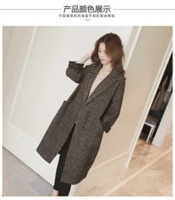 WOMEN WOMEN'S WOOL COAT 2025 Autumn/Winter New Korean Fashion Loose Fit Mid length Thousand Bird Plaid Pattern WOMEN'S COAT COAT