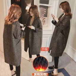 WOMEN WOMEN'S WOOL COAT 2025 Autumn/Winter New Korean Fashion Loose Fit Mid length Thousand Bird Plaid Pattern WOMEN'S COAT COAT