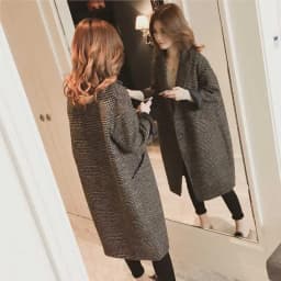 WOMEN WOMEN'S WOOL COAT 2025 Autumn/Winter New Korean Fashion Loose Fit Mid length Thousand Bird Plaid Pattern WOMEN'S COAT COAT