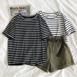Harajuku Short Sleeve Korean O-Neck Casual Fashion Shirt Camiseta Feminina Tops T Shirt Women Solid Color Striped Punk T-shirt