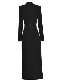 ZJYT Runway Autumn Midi Dresses for Women 2025 Elegant Black Green Vestidos Long Sleeve Straight Party Robe Femme Plus Size XXL