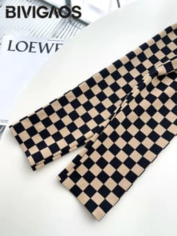 BIVIGAOS New Checkerboard Plaid Shark Leggings Women High Waist Tight Slim Push Up Leggings Seamless Sports Fitness Leggings