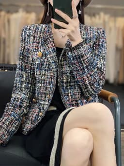 Autumn Winter Women Round Neck Woolen Coat Women Fashion Casual Knitted Cardigan Chic Button Short Tweed Soft Jacket