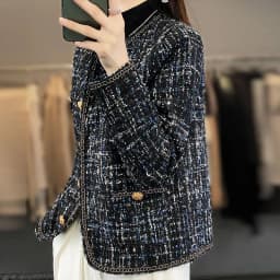 Autumn Winter Women Round Neck Woolen Coat Women Fashion Casual Knitted Cardigan Chic Button Short Tweed Soft Jacket