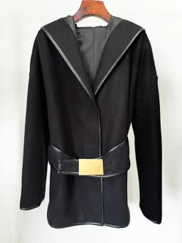 HIGH STREET Newest 2026 Designer Jacket Women's Batwing Sleeve Belted Hooded Wool Blends Coat
