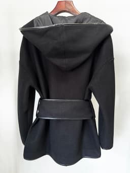 HIGH STREET Newest 2026 Designer Jacket Women's Batwing Sleeve Belted Hooded Wool Blends Coat