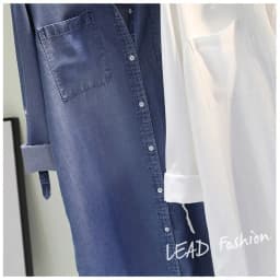 Fashion Women's Clothing Shirt Medium Long Containing Cotton Shirt Loose Fit Long Sleeve Double Pocket Rolled Sleeve Thin Blouse
