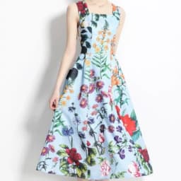 Vintage Elegant Pleated Square Collar sleeveless Print Dress A-line Fashion Spring summer Vestidos Women Bandage Dresses