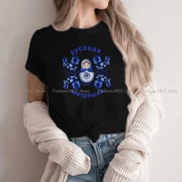 Matryoshka Gzhel Premium Scoop Style Polyester TShirt Russian Doll Russia Comfortable Creative Gift Clothes T Shirt Short Sleeve