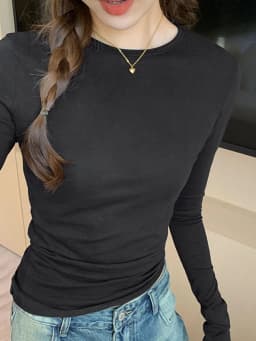 2024 Spring Autumn T shirt Women Tops Solid Slim Fit Long Sleeve O Neck Tshirts Female Casual Streetwear High Quality Base Tees