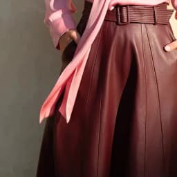 Autumn Winter Long Leather Skirt Women's 100% Real Leather Skirts Chic Elegant Ladies High Waist Slim Sheepskin Umbrella Skirt