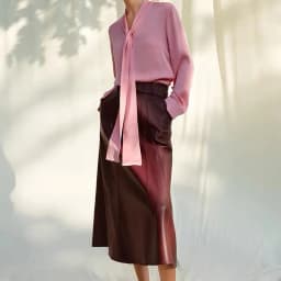 Autumn Winter Long Leather Skirt Women's 100% Real Leather Skirts Chic Elegant Ladies High Waist Slim Sheepskin Umbrella Skirt