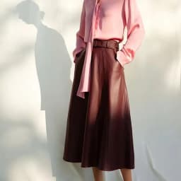 Autumn Winter Long Leather Skirt Women's 100% Real Leather Skirts Chic Elegant Ladies High Waist Slim Sheepskin Umbrella Skirt