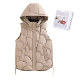 Fall Winter Vest Coat Stylish Women's Cotton Vest with Stand Collar Hooded Sleeveless Design Loose Fit Solid Color for Women