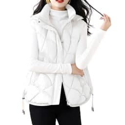 Fall Winter Vest Coat Stylish Women's Cotton Vest with Stand Collar Hooded Sleeveless Design Loose Fit Solid Color for Women