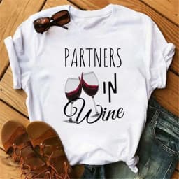 100% COTTON Women's Top Women's High Heels Wine Glass White Print Large Size Summer T-shirt Graphic T Shirts Oversized Tshirt