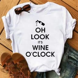 100% COTTON Women's Top Women's High Heels Wine Glass White Print Large Size Summer T-shirt Graphic T Shirts Oversized Tshirt