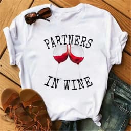 100% COTTON Women's Top Women's High Heels Wine Glass White Print Large Size Summer T-shirt Graphic T Shirts Oversized Tshirt