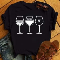 100% COTTON Women's Top Women's High Heels Wine Glass White Print Large Size Summer T-shirt Graphic T Shirts Oversized Tshirt