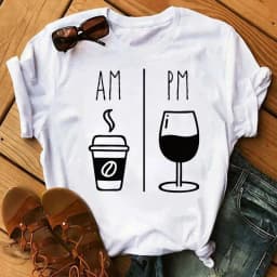 100% COTTON Women's Top Women's High Heels Wine Glass White Print Large Size Summer T-shirt Graphic T Shirts Oversized Tshirt