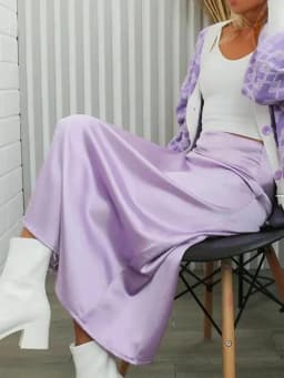 Women's Long Skirt 2026 New Fashion Satin Skirt Office Lady Elastic Waist Solid Champagne Purple Red Silk A-LINE Skirt for Women