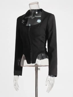 TWOTWINSTYLE Solid Slimming Sexy Irregular Coats For Women Square Collar Long Sleeve Temperament Jackets Female Fashion 2023 New