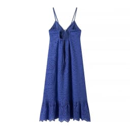 YENKYE Sexy Backless Hollow Out Embroidery Spaghetti Strap Dress Women V Neck A-line Midi Summer Dresses Party Robe