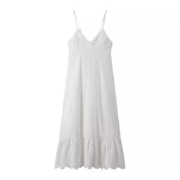 YENKYE Sexy Backless Hollow Out Embroidery Spaghetti Strap Dress Women V Neck A-line Midi Summer Dresses Party Robe