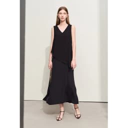 Amii Minimalism 2026 Women Dresses Summer New Vacation Style V-neck Spliced Chiffon Female Sleeveless Loose Dress 12452102
