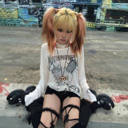 Karrram Japanese Y2k Tattoo Print Tops Trashy 2000s Style Skull Long Sleeve T-shirt Grunge Gothic Streetwear Vintage Harajuku