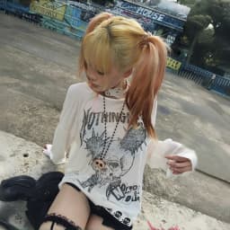 Karrram Japanese Y2k Tattoo Print Tops Trashy 2000s Style Skull Long Sleeve T-shirt Grunge Gothic Streetwear Vintage Harajuku