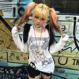 Karrram Japanese Y2k Tattoo Print Tops Trashy 2000s Style Skull Long Sleeve T-shirt Grunge Gothic Streetwear Vintage Harajuku