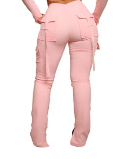 Cargo Pant Women Long Pants Sexy Slim Fit Casual Drawstring Splice Button Pocket Straight Trousers Lace Up High Elastic Waist