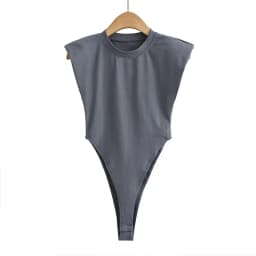 Sexy tops women 2024 Summer one-pieces bodycon bodysuit padded shoulder bodysuit black sleeveless body suits for women white