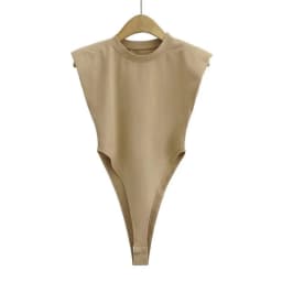 Sexy tops women 2024 Summer one-pieces bodycon bodysuit padded shoulder bodysuit black sleeveless body suits for women white