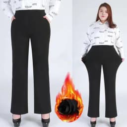 Winter Formal Pants Elegant Women Warm Fleece Plus Size 9XL 6XL 5XL Girls High Waisted Straight Trousers Office Business Clothes