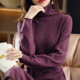 26 The New Pullover 100% Wool Ladies Dress Solid Color Long-Sleeved Knitted Fashion Slim Long High-Neck Cashmere Dress Sweate