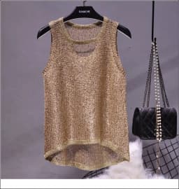 Tops Women 2024 Womens Fashion Korean Tank Top Heart Cut Out Top Sexy Hollow Out Bright Piece of Knitting Condole Belt Vest