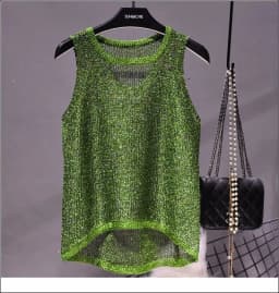 Tops Women 2024 Womens Fashion Korean Tank Top Heart Cut Out Top Sexy Hollow Out Bright Piece of Knitting Condole Belt Vest