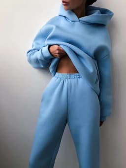 Women Tracksuit Hoodies Casual Solid Long Sleeve Fleece Warm Hooded Sportswear Suit Hoody Pullovers Long Pant Two Pieces Sets