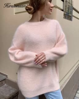 Hirsionsan Soft Loose Knitted Cashmere Sweaters Women 2023 New Winter Loose Solid Female Pullovers Warm Basic Knitwear Jumper