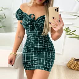 2022 New Short Sexy Sleeve Mini Dress Women Summer Off Shoulder Bow Plaid Print Elegant Party Bodycon Dresses For Women
