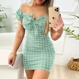 2022 New Short Sexy Sleeve Mini Dress Women Summer Off Shoulder Bow Plaid Print Elegant Party Bodycon Dresses For Women