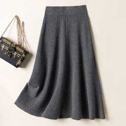 100% Pure Wool Skirt Female Autumn and Winter Fashion Bag Hip Pure Color Knitted Cashmere SkirtFRSEUCAG Brand Wholesale
