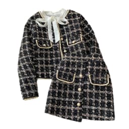 2026 Autumn 2 Pieces Set Elegant Fashion Vintage Plaid Tweed Long Sleeve Jackets Coat + Irregular A-Line Mini Skirts Femame Suit