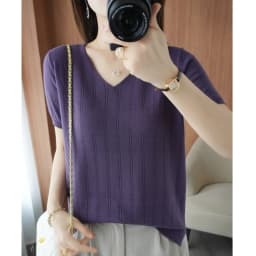 Summer New Thin 100% Pure Cotton Short-Sleeved Sweater Tees Women's V-neck Pullover T-Shirt Hollow Design Casual Knit Tops