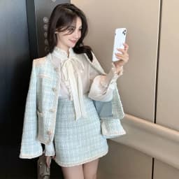 French Autumn Winter Lady Small Fragrance Wind Set 2025 New All-match Tweed Jacket Female Temperament Short Skirt Two-piece Suit