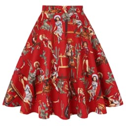 Small Red Polka Dot Cotton Womens Sexy Midi Summer Skirt Pin Up  High Waist Retro Vintage Rockabilly 50s Women Skirt
