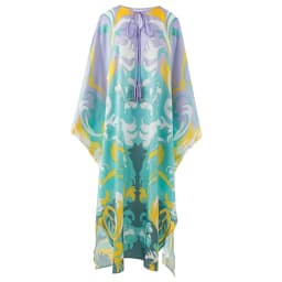 Luxury Designer Women's Silk Kaftan Dress Oversize Long Maxi Printed Evening Gown, Runway Fashion High Quality Beach Party
